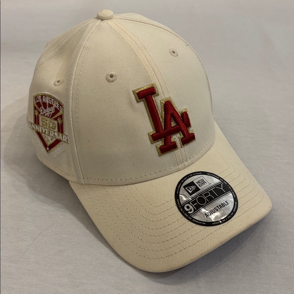 Los Angeles Dodgers 50th Anniversary New Era Cream Cap with Red and Gold Accents